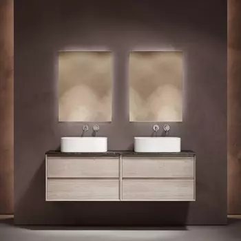 Мебель для ванной комнаты Sancos Marmi 2.0 160 дуб галифакс натуральный, столешница черный мрамор TT160A1, раковина CN6052