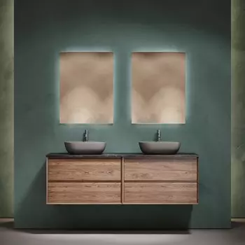 Мебель для ванной комнаты Sancos Marmi 2.0 160 дуб чарльстон, столешница черный мрамор TT160A1X, раковина CN6009MH