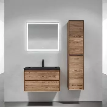 Мебель для ванной комнаты Sancos Marmi 2.0 80 черная раковина, дуб чарльстон