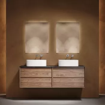 Мебель для ванной комнаты Sancos Marmi 2.0 160 дуб чарльстон, столешница черный мрамор TT160A1, раковина CN6052