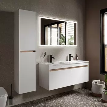 Мебель для ванной комнаты Sancos Smart двойная 120 см, белый глянец