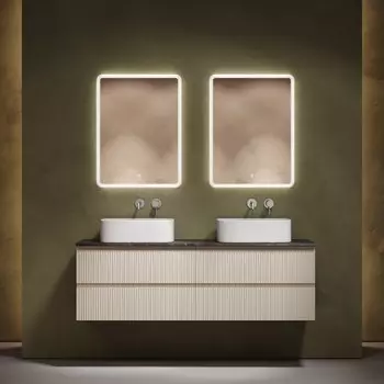 Мебель для ванной комнаты Sancos Snob R 160 beige soft, столешница черный мрамор TT160A1, раковина CN6052