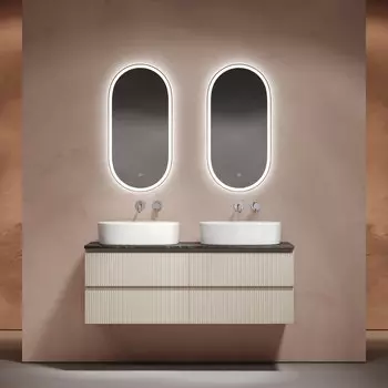 Мебель для ванной комнаты Sancos Snob T 140 beige soft, столешница черный мрамор TT140A1, раковина CN6075