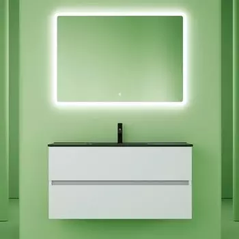 Мебель для ванной комнаты Sancos Urban 100 см белый глянец, черная раковина