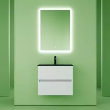 Мебель для ванной комнаты Sancos Urban 60 см белый глянец, черная раковина