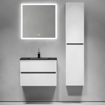 Мебель для ванной комнаты Sancos Urban 70 белый глянец, раковина черная