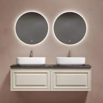 Мебель для ванной комнаты Sancos Very 140 beige soft, столешница черный мрамор TT140A1X, раковина CN5043