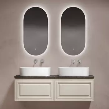 Мебель для ванной комнаты Sancos Very 140 beige soft, столешница черный мрамор TT140A1, раковина CN6075