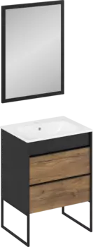 Мебель для ванной комнаты STWORKI Гриндстед 60 дуб таксония, антрацит матовый