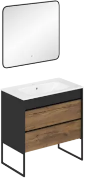 Мебель для ванной комнаты STWORKI Гриндстед 80 дуб таксония, антрацит матовый