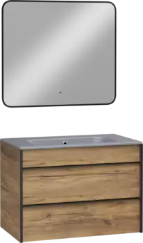 Мебель для ванной комнаты STWORKI Гриндстед 80 дуб таксония, раковина 43081-112-KL антрацит