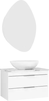Мебель для ванной комнаты STWORKI Копенгаген 80 белая со светлой столешницей, с раковиной Moduo 55 Leaf