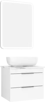 Мебель для ванной комнаты STWORKI Копенгаген Копенгаген 60 белая со светлой столешницей, с раковиной Moduo 50 Square