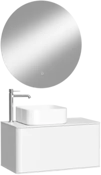 Мебель для ванной комнаты STWORKI Ноттвиль 80 белая, с отверстием под смеситель, подвесная, раковина Эстерсунд S31410WH (комплект, гарнитур)