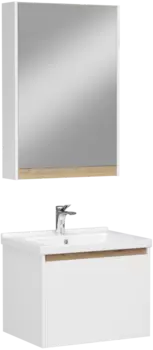Мебель для ванной комнаты STWORKI Стокгольм 60 , белая, подвесная, со смесителем Ларвик S24010CR хром (комплект, гарнитур)