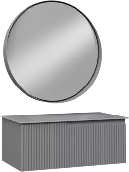 Мебель для ванной комнаты STWORKI Вестфолл 90 серая матовая, зеркало 90