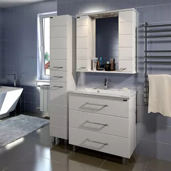 Мебель для ванной СанТа Омега Люкс 80 напольная белая 3 ящика