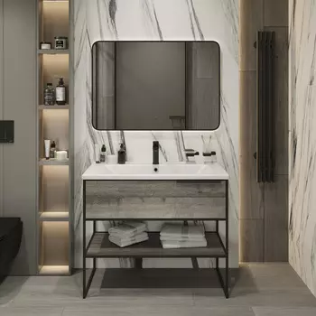 Мебель для ванной STWORKI Брамминг 100 напольная, дуб шерман серый