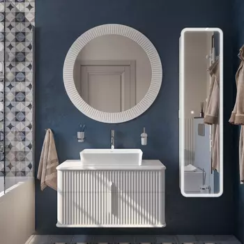 Мебель для ванной STWORKI Молде 95 белая, со столешницей, раковина BOCCHI Sottile белая глянцевая