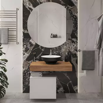 Мебель для ванной STWORKI Ольборг 80 столешница дуб французский, без отверстий, с тумбой 50, с раковиной Vitra Water jewels