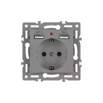 Механизм розетки с USB зарядкой Arlight SCT-MUAA-PL-GR (250V, 16A) 043735