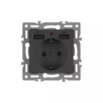 Механизм розетки с USB зарядкой Arlight SCT-MUAA-PL-BK (250V, 16A) 043734