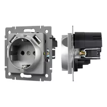 Механизм розетки с USB зарядкой Arlight SCT-MUAA-PL-GR-V (250V, 16A) 049820