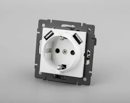 Механизм розетки с USB зарядкой Arlight SCT-MUAA-PL-WH-V (250V, 16A) 049818