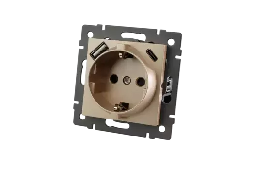 Механизм розетки с USB зарядкой Arlight SCT-MUAC-PL-GD-V (250V, 16A) 049832