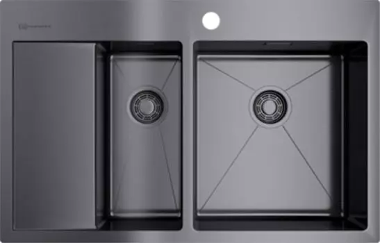 Мойка кухонная двойная Omoikiri Akisame 78х51 R темный хром, вороненая сталь