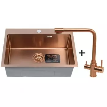 Металлическая мойка со смесителем Melana ProfLine 65 бронзовая