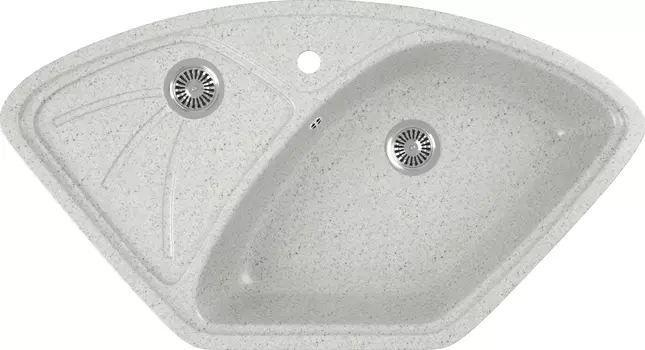 Мойка кухонная Domaci Бьелла DMC-10E серая, угловая, с крылом, с отверстием под смеситель, трапеция, врезная