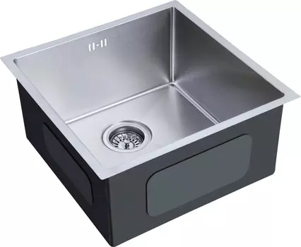 Мойка кухонная Domaci Равенна PVD EMB-112 брашированная сталь, 48 х 43 см, врезная, металлическая, квадратная, российская
