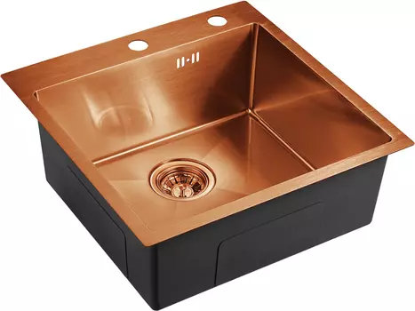 Мойка кухонная Domaci Равенна PVD EMB-117A медь, 50х50 см, квадратная, встраиваемая, российская
