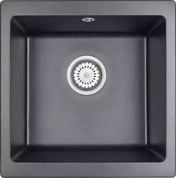 Мойка кухонная Domaci Солерно EMQ-1455.Р антрацит, черная, квадратная, кварцевая, матовая, накладная