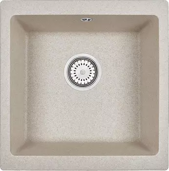 Мойка кухонная Domaci Солерно EMQ-1455.Р берилл, 45х45 см, встраиваемая, квадратная, бежевая, кварцевая