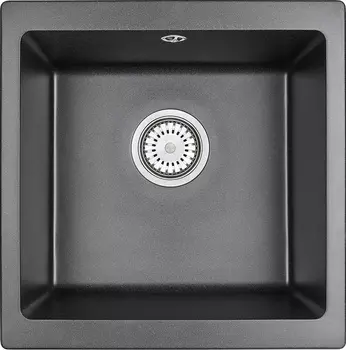 Мойка кухонная Domaci Солерно EMQ-1455.Р черная, 46х46, квадратная, кварц, встраиваемая