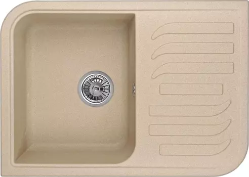 Мойка кухонная Domaci Солерно EMQ-1695.Q бежевая, 34х41,5 см, прямоугольная, с крылом, кварцевая
