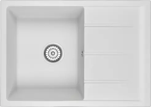 Мойка кухонная Domaci Солерно EMQ-1700.Q 70х50 см, белая, кварцевая, с крылом, прямоугольная