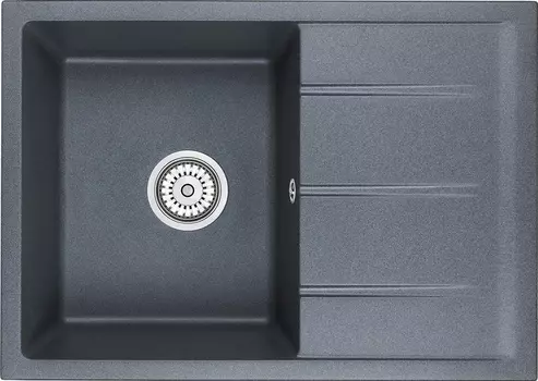 Мойка кухонная Domaci Солерно EMQ-1700.Q антрацит, 38х46, кварцевая, с крылом, встраиваемая, черная