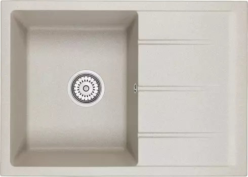 Мойка кухонная Domaci Солерно EMQ-1700.Q серая, 38х46, кварцевая, с крылом, встраиваемая