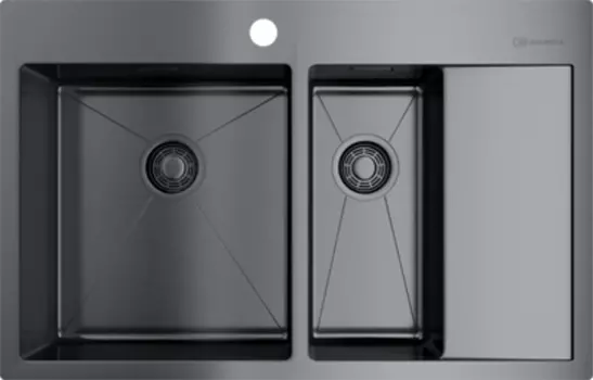 Мойка кухонная двойная Omoikiri Akisame 78х51 L темный хром, вороненая сталь