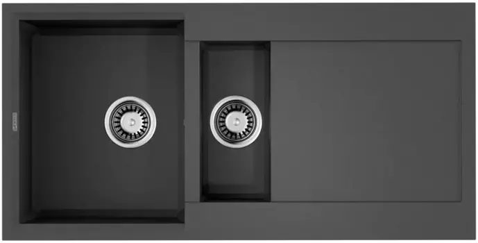 Мойка кухонная двойная Omoikiri Sakaime Tetogranit 100х50 серый матовый, платина