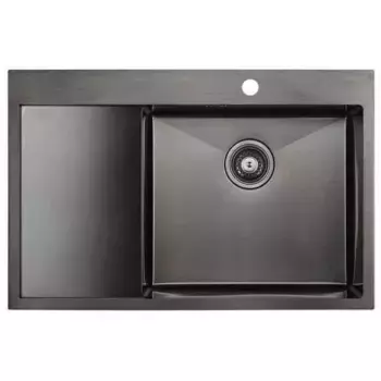 Мойка кухонная Paulmark Kroner PM217851-GMR вороненая сталь R