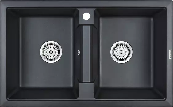 Мойка кухонная Paulmark Tandem 80/2PM238150-BLM черный металлик