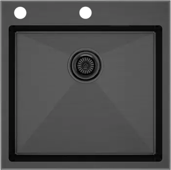 Мойка кухонная Paulmark Kroner-Edge PM775151-GM вороненая сталь