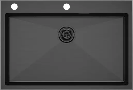 Мойка кухонная Paulmark Kroner-Edge PM777551-GM вороненая сталь
