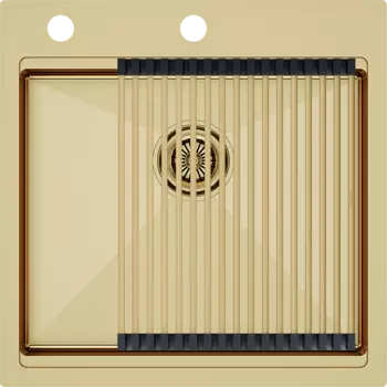 Мойка кухонная Paulmark Kroner + Pro PM705151-BG+R405-BG брашированное золото