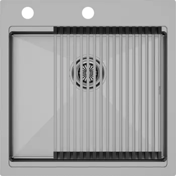 Мойка кухонная Paulmark Kroner + Pro PM705151-BS+R405-BS брашированная сталь