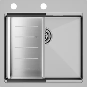 Мойка кухонная Paulmark Kroner-Pro PM705151-BS+A405-BS с коландером, брашированная нержавеющая сталь